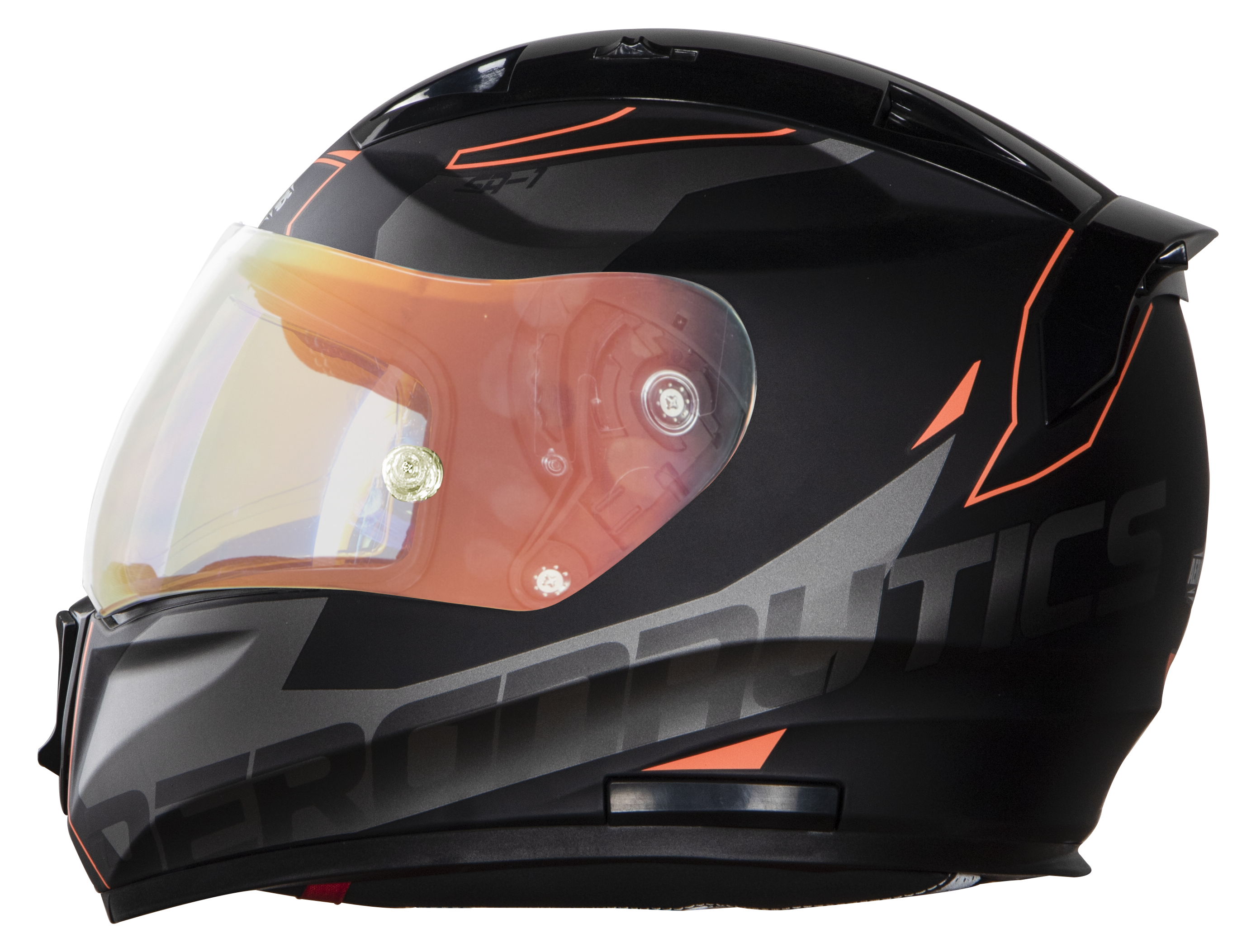 SA-1 RTW Mat Black/Orange With Anti-Fog Shield Gold Night Vision Visor(Fitted With Clear Visor Extra Gold Night Vision Anti-Fog Shield Visor Free)